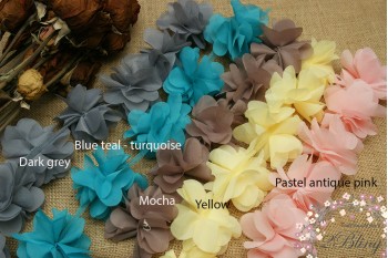 Peonies Chiffon Flower Trim (LARGE)  (Pack of 6)